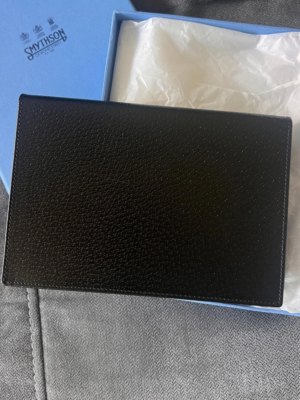 Smythson Black Leather 'Photographs' Envelope Card Holder